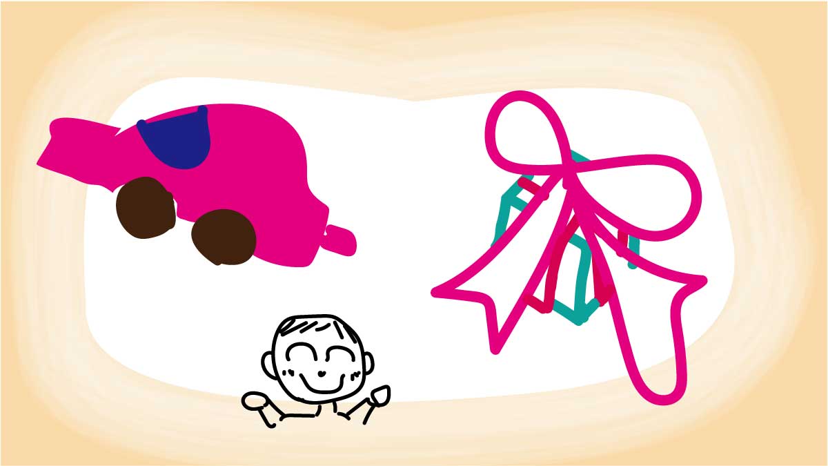 子供と車の玩具イメージイラスト